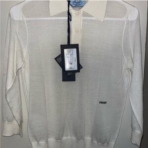 Prada Ivory Button-Up Polo